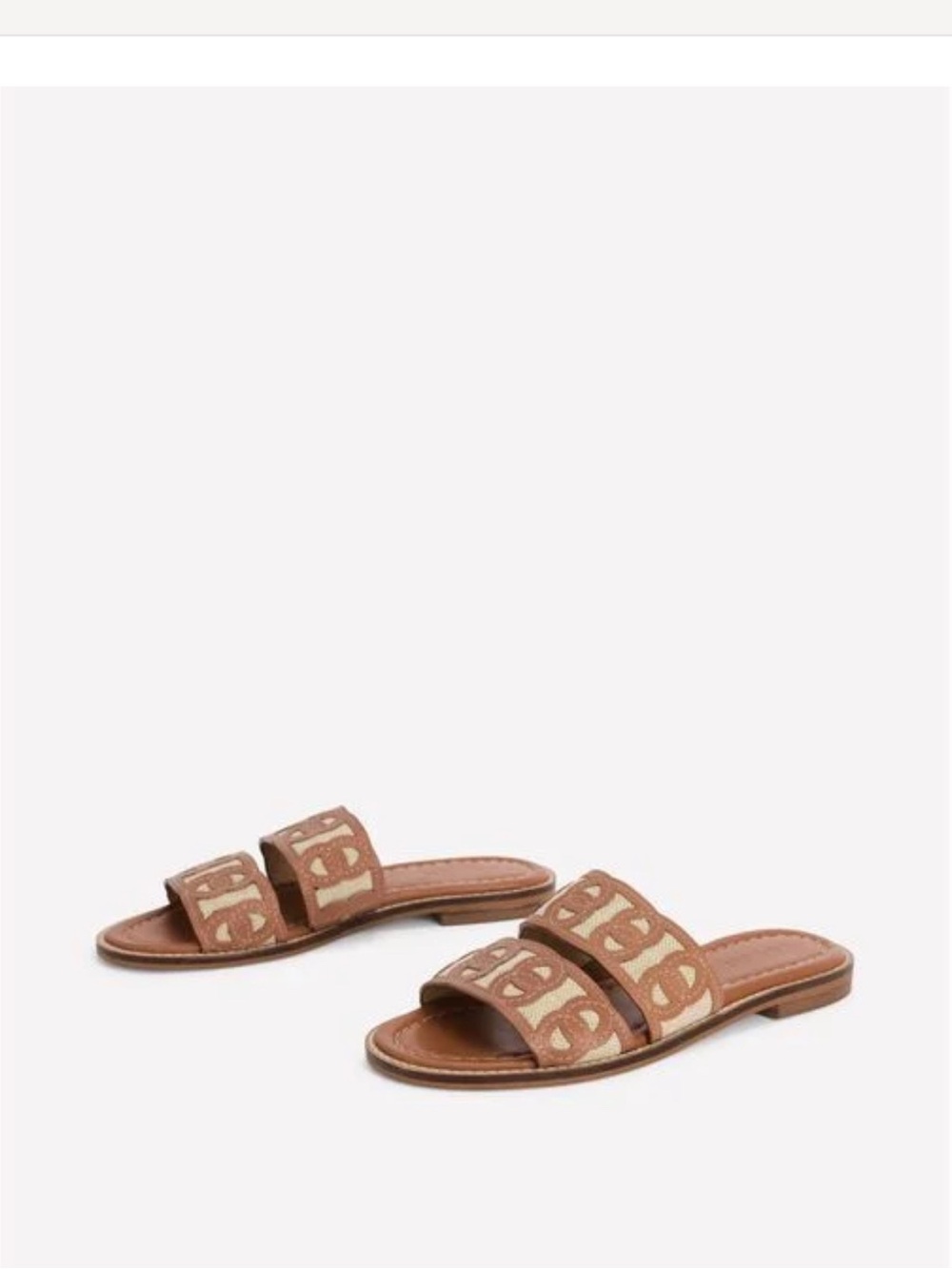 Boden Tan and Cream Double-strap Slide Sandals
